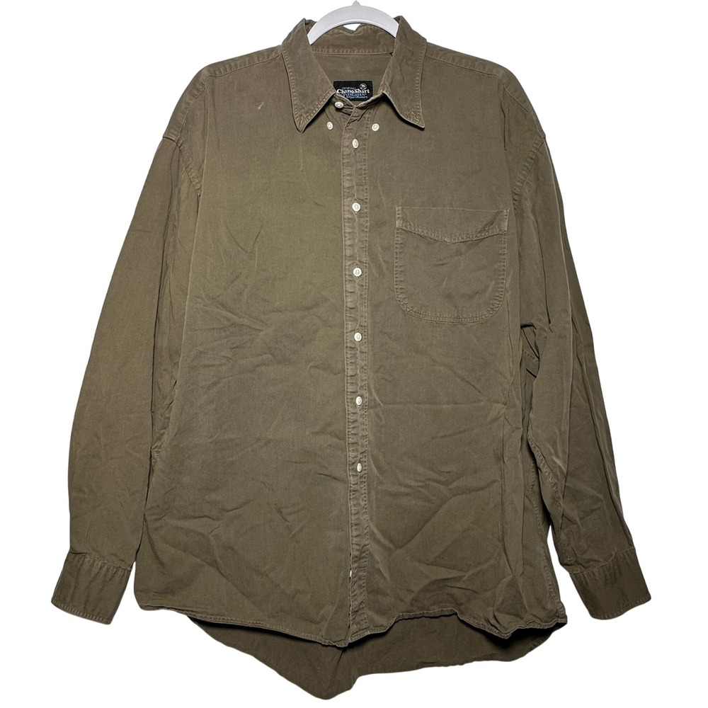 Evergreen Original Chino Shirt Button Down Long Sleeve‎ Olive Green Men's Top